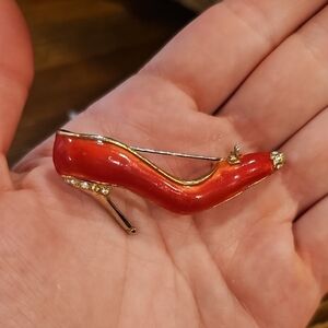 Red High Heel Shoe Brooch